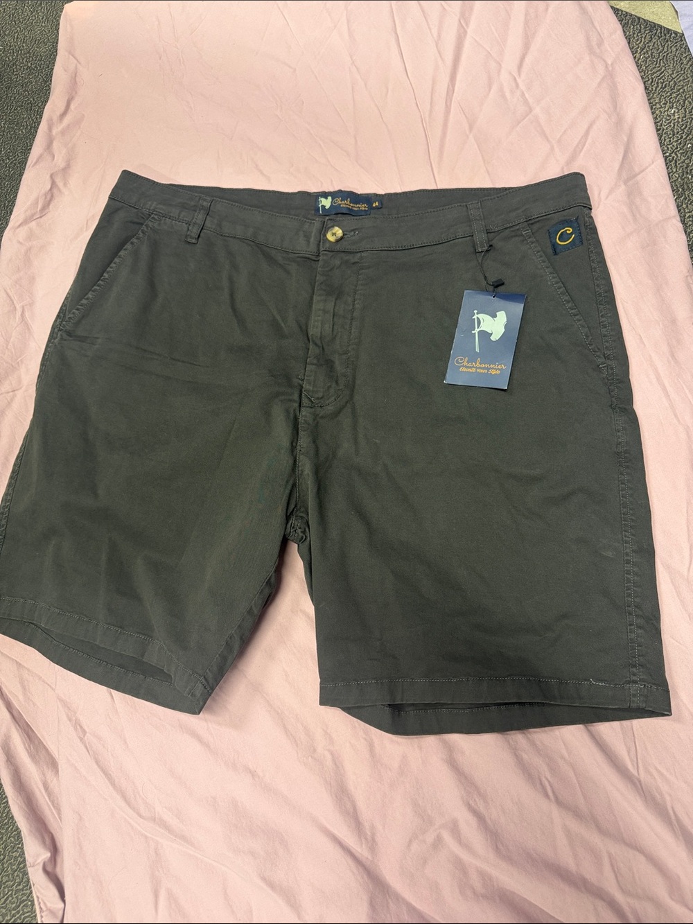 Chino Men's Black Flat-Front Cotton Shorts